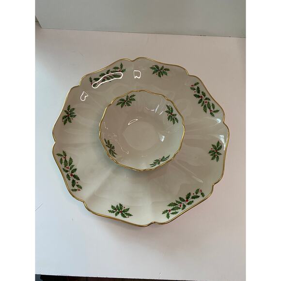 Vintage Lenox Holiday (demension) chip and dip platter, 1 piece gourmet server - Picture 3 of 9